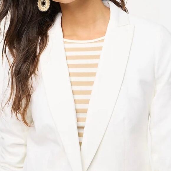J Crew Factory Womens Linen Blend One Button Blazer Size 2 Petite White - Picture 4 of 16